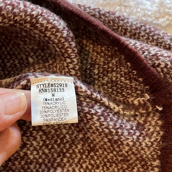 Staccato cranberry/ white long sweater. Size Medium - Picture 9 of 10